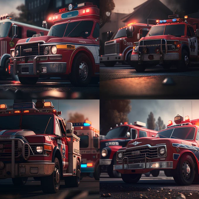 A mix of a police car with a fire truck