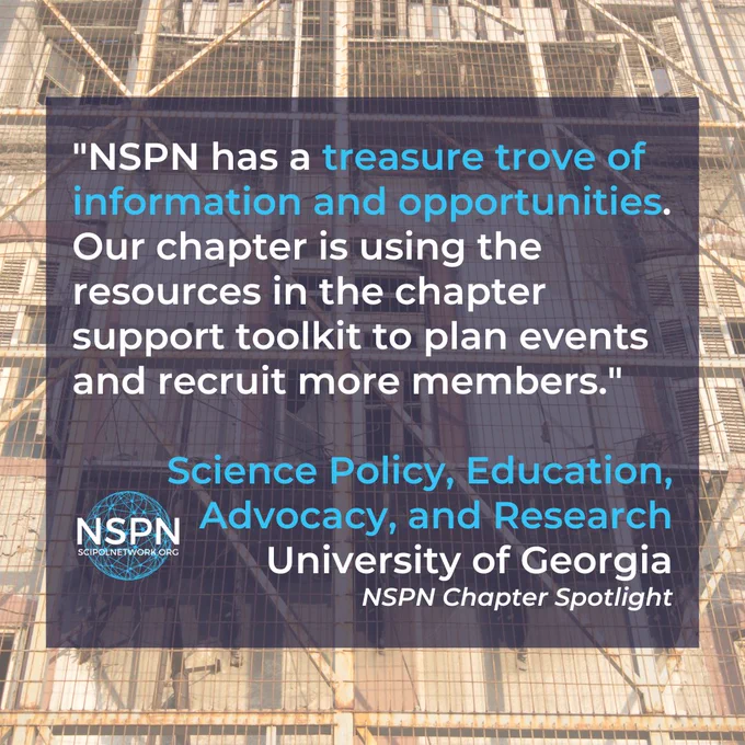 NSPN has a treasure trove of information and opportunities. Science Policy, Education, Advocacy, and Research.