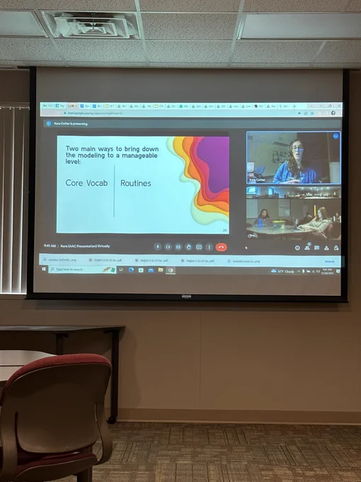 Kara presenting on AAC implementation strategies virtually.