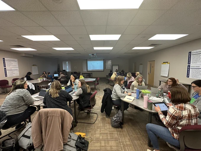 Team members during their work group time.