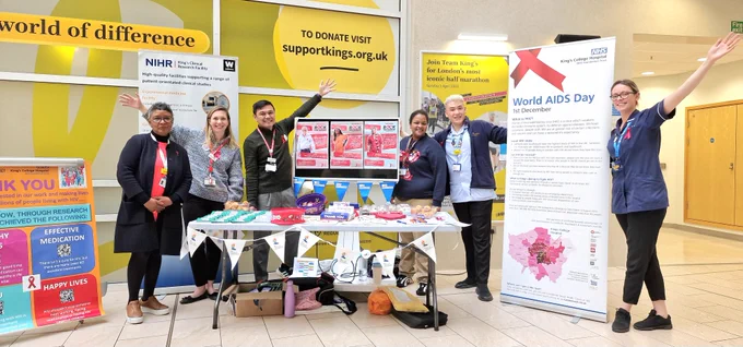 Image of World AIDS Day stall at King's College Hospital.