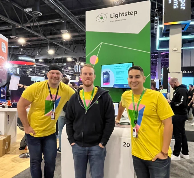 A photo of Lightstep staffers at the Lightstep booth.