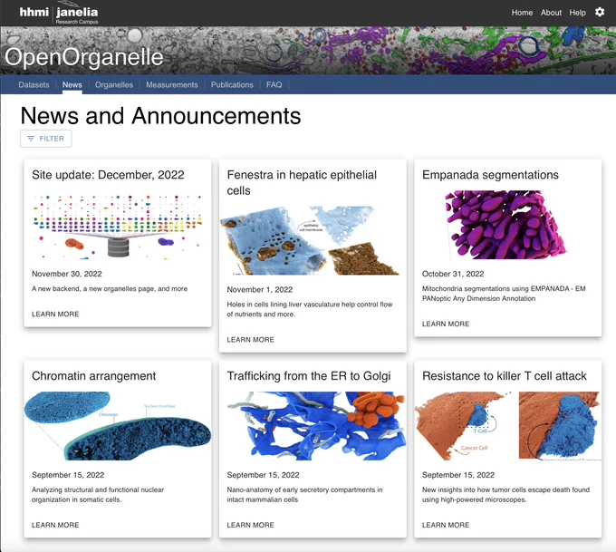 Screenshot of News and Announcements page including thumbnails of each blog post
