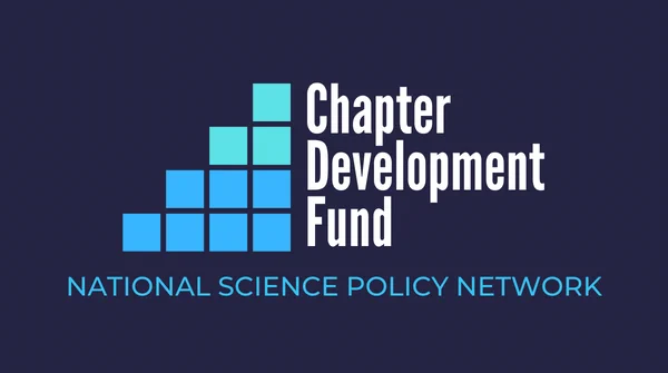 Chapter Development Fund. National Science Policy Network. Staircase formed from stacks of blue squares.