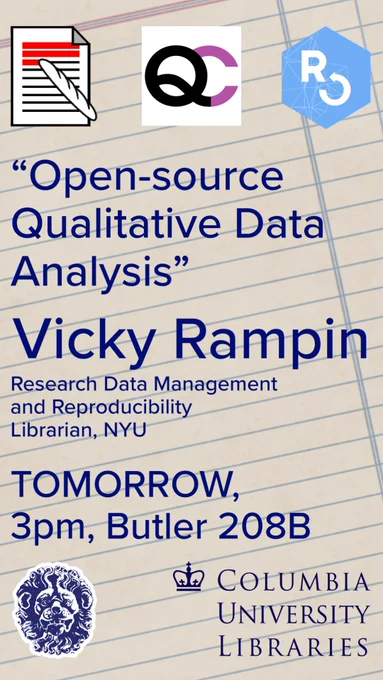 Open-source Qualitative Data Analysis

Fri., Dec. 2, 3pm, Butler 208B

Vicky Rampin
Research Data Management and Reproducibility Librarian, NYU