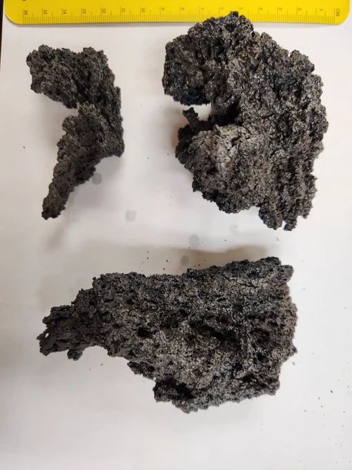 USGS photos of recently collected lava samples from Mauna Loa by K. Lynn.