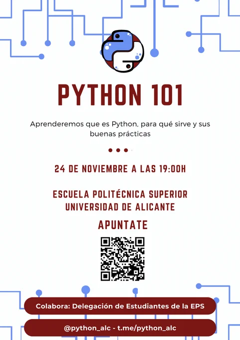Cartel para la meetup de Python Alicante