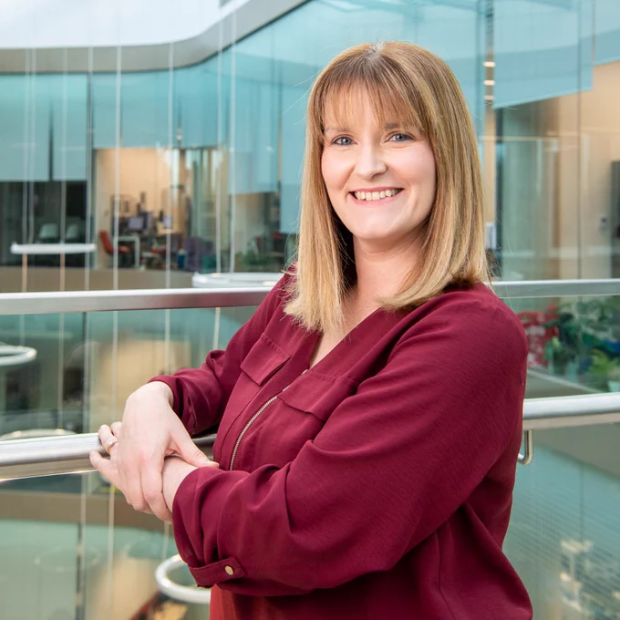 Dr Nicola Bell in the University of Glasgow's Mazumdar-Shaw Advanced Research Centre (ARC) building 