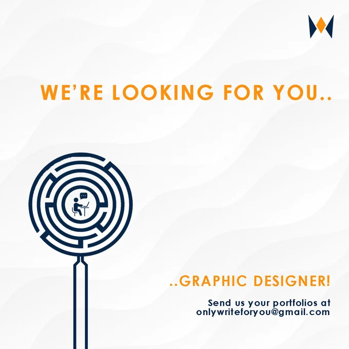 write for you in looking for a graphic designer and if you think you can fit in it then just send us your resume at onlywriteforyou@gmail.com