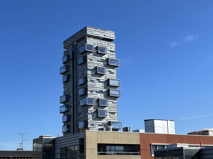 Charlottetårnet (Charlotte Tower) a residential building in Nordhaven, Copenhagen, Denmark. Photo taken in August 2022. 