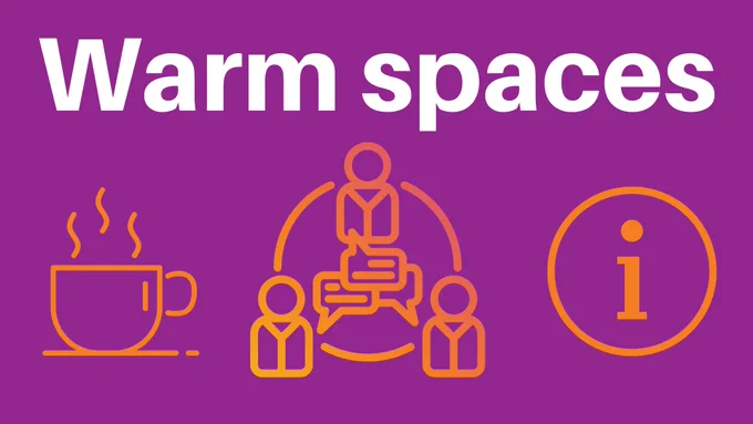Image is a graphic depicting warm spaces