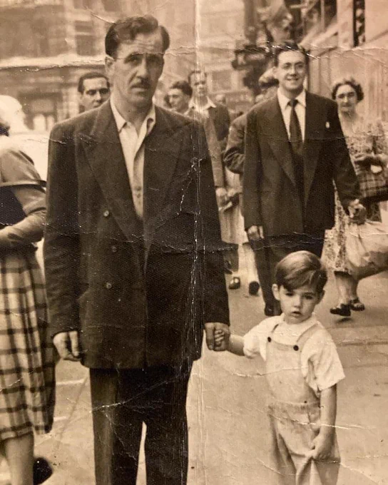 Denis Joseph O'Neill and his son Michael Denis, Elephant and Castle c. 1952