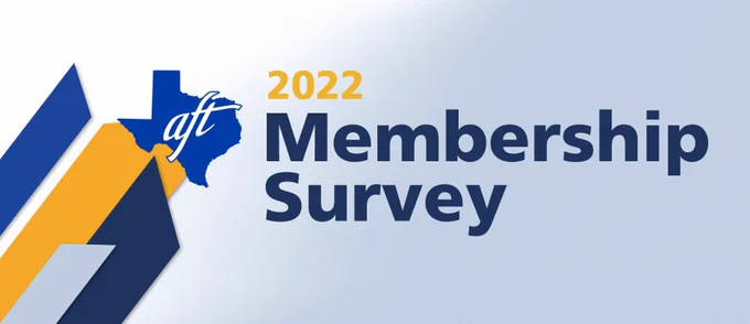 Text says "2022 Membership Survey" with Texas A-F-T logo.