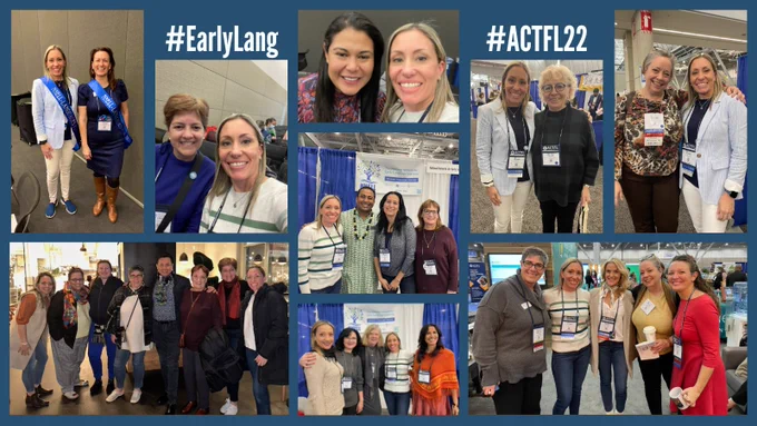 Collage of pictures of me with many NNELL @EalyLang members at the ACTFL 2022 Convention.