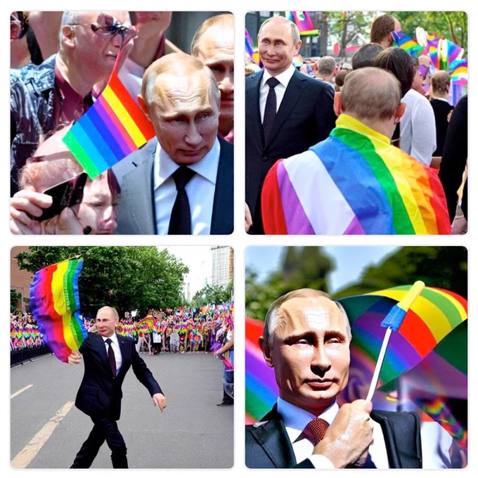 Prompt: “Vladimir Putin at a pride parade”