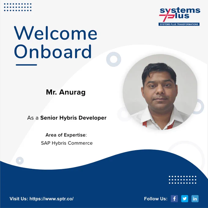 Congratulations Mr. Anurag on being a part of our dynamic team!



Systems Plus Transformations family welcomes you and we hope to have a long and successful journey together.



Welcome aboard!



#NewJoiners #Employees #Jobs #WorkForceSPTR #TeamSPTR #SystemsPlusTransformations