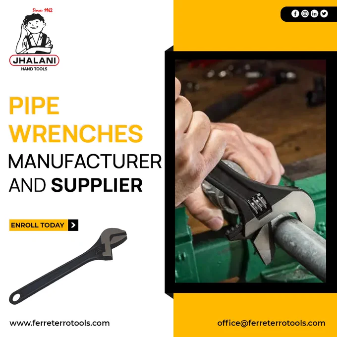 One hand tool that makes every plumbing task easy is a pipe wrench and these can be well used to fasten or loosen the cylindrical pipe.
 
You can get high-quality pipe wrenches at Jhalani as we are the leading Pipe wrenches manufacturer and supplier with our wide range of products fulfilling all your hand tool needs. 