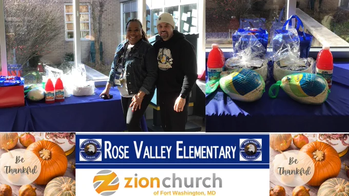 Thanksgiving donations from Zion Church of Fort Washington, MD
