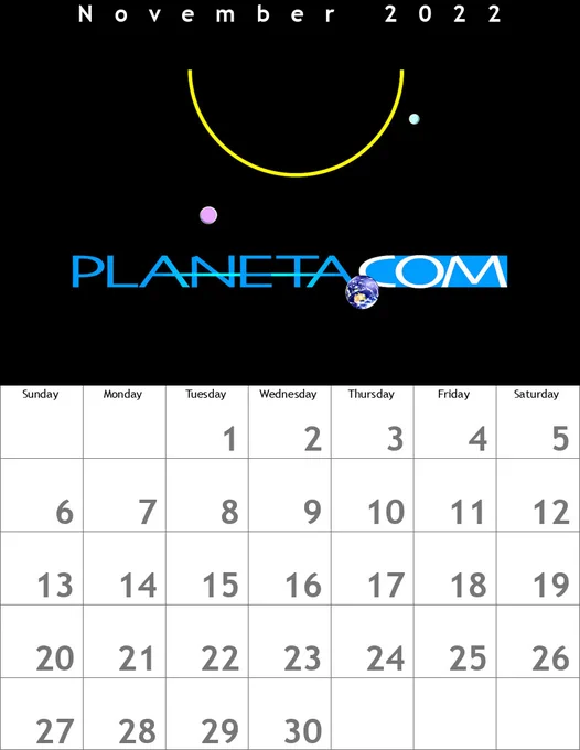 November calendar
A partir del viernes 25 de noviembre, Planeta.com dejará de tuitear indefinidamente. No nos vamos, pero dejaremos que otros sepan dónde encontrarnos, en otra parte de la Web:
