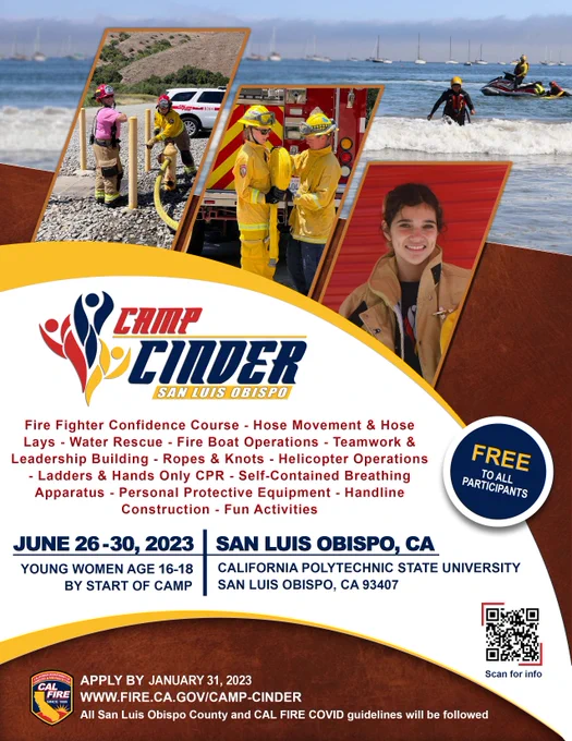 Flyer and information about Camp Cinder in San Luis Obispo