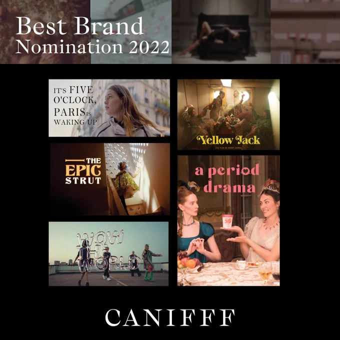Nominees for “Brand”

“It’s Five O’Clock, Paris is Waking Up”
@ longchamp @lopeserranosol  @Canadacanadacom

“Yellow Jack”
@harry_sanna @chic_management

“The Epic Strut”
@lilrappo1102 @samsungmalaysia

“A Period Drama”
@hereweflo @marysuemasson @hatch_london

“Wow The World”
@asus @c41.eu @leonedirector