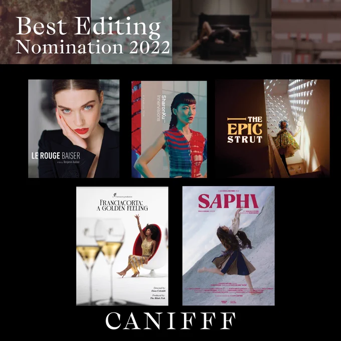 Nominees for “Best Editing”

“Le Rouge Baiser”
@benjaminaudour

“Innervisions”
@HBFdirectors 

“The Epic Strut”
@lilrappo1102 @samsungmalaysia 

“Franciacorta: A Golden Feeling”
@enea.colombi @davidecurto_ 

“Saphi”
@jcanolarumbe @judithmiralles