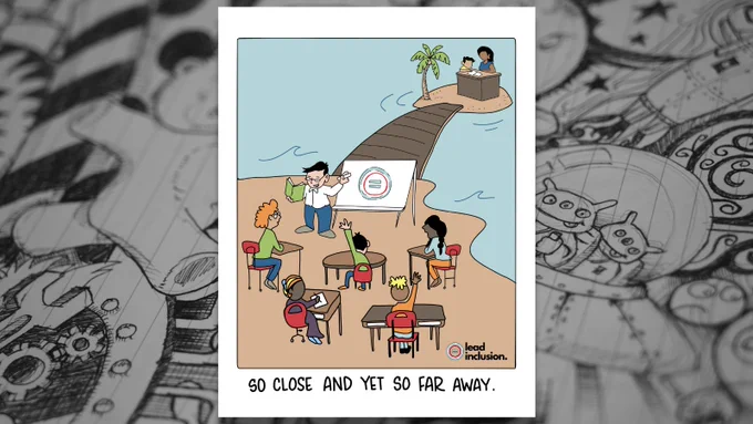 cartoon of class and student with para at separate table