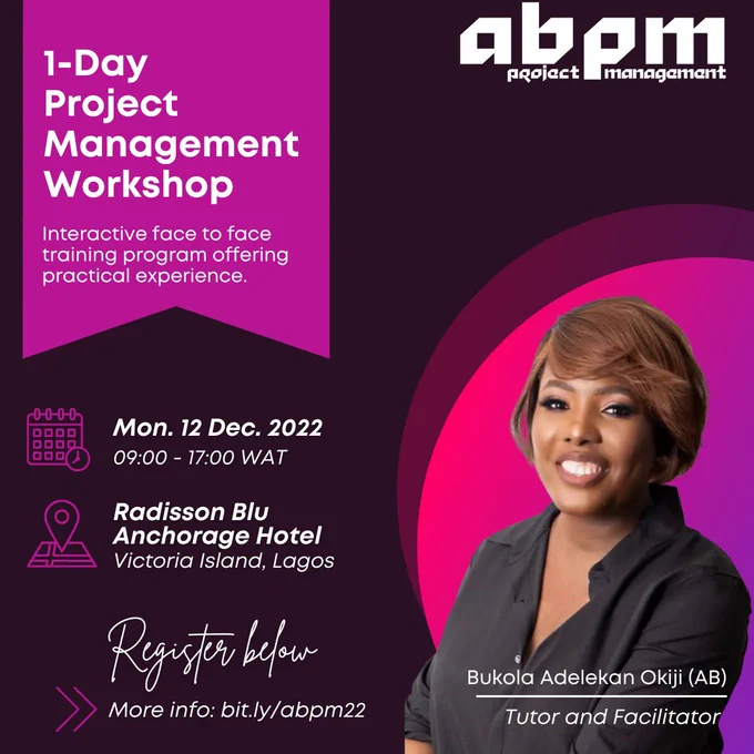1-Day Project Management Workshop in Lagos, Nigeria on Monday 12th December 2022 by ABPM