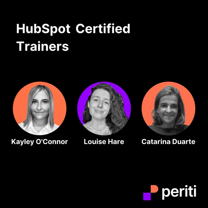 Image of Kayley, Louise and Catarina, announcing them as HubSpot Certified Trainers