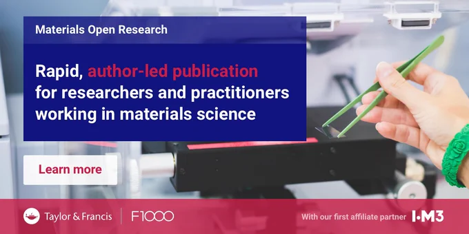 Promotional image reading "Rapid, author-led publication for researchers and practitioners working in materials science. Learn more."