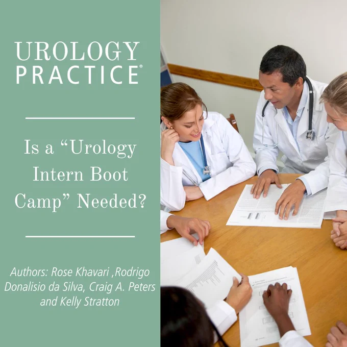 Title: Is a “Urology Intern Boot Camp” needed?

Authors: Rose Khavari,Rodrigo Donalisio da Silva, Craig A. Peters and Kelly Stratton

Image: a small group of doctors having a meeting around a table
