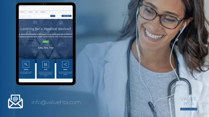 Professionista sanitario che effettua una ricerca su internet riguardante i dispositivi medici trova risposta esplorando il database di valuehta.com