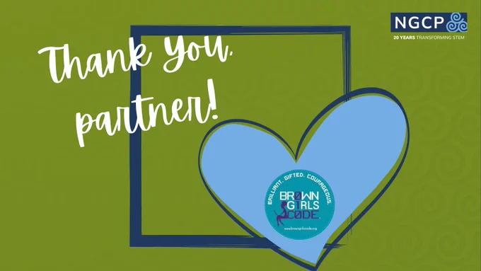 Blue background with a blue heart inside a picture frame. Text that reads thank you, partner. 