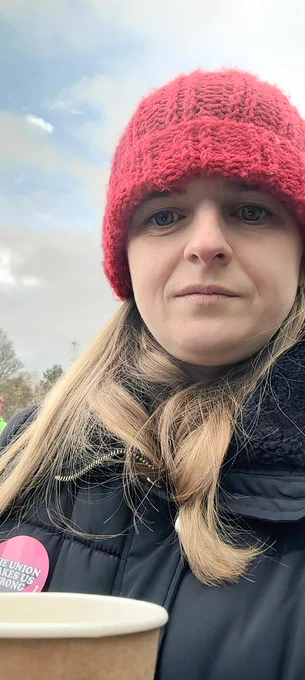 Picketing with a cup of tea.