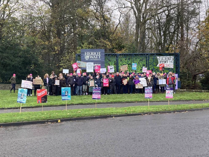 Huge picket line at Heriot Watt University