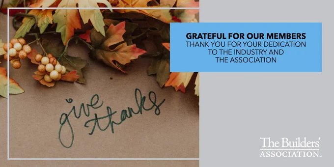 Infographic wishing members a Happy Thanksgiving with an image of leaves 