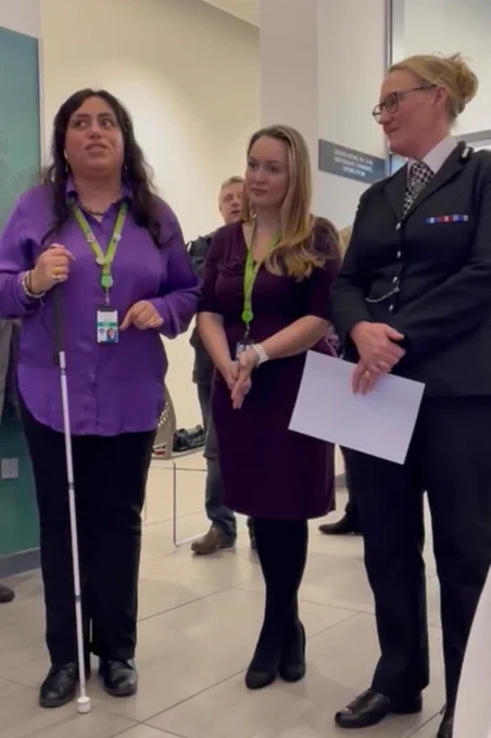 Merseyside Police Chief Constable Kennedy. Merseyside Disability network Chair Saima Ashraf and Merseyside Police Autism lead DCI Lynsay Armbruster at the opening of the International Day for Persons with disabilities event 2022. 
