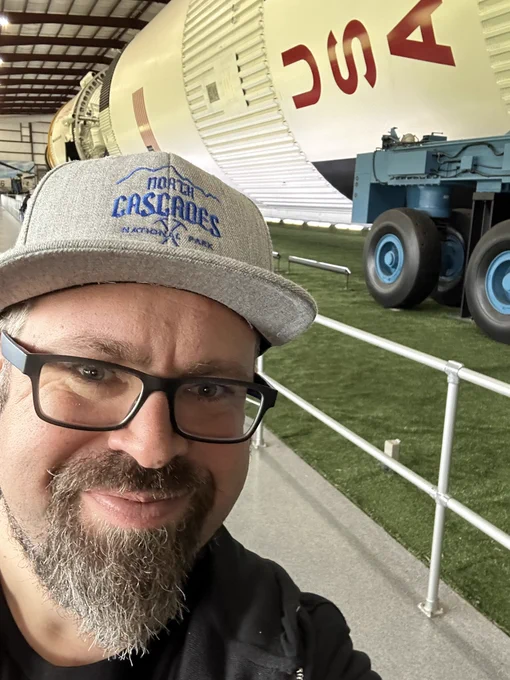 Selfie picture with Saturn V rocket
