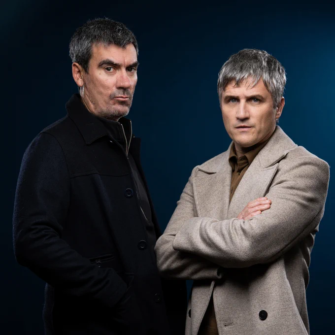 Jeff Hordley and Will Ash pose as Cain Dingle and Caleb Miligan