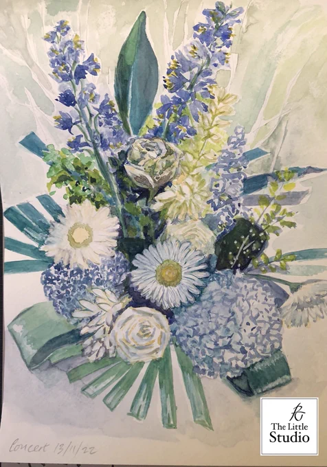 Beautiful flowers in white and blue in a gorgeous bouquet