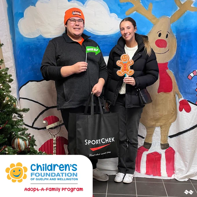 adopt-a-family program through the children's foundation of guelph and wellington, made through waterloo biofilter systems, an advanced wastewater treatment company - donation to a family in need during Christmas from a business