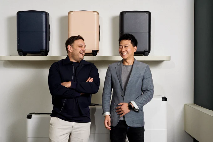 Athan Didaskalou and Richard Li - founders of July - in their storefront in Melbourne, Australia. 