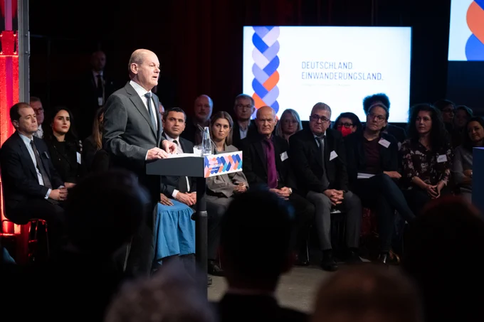 Foto während der Rede bei der Veranstaltung "Deutschland. Einwanderungsland"