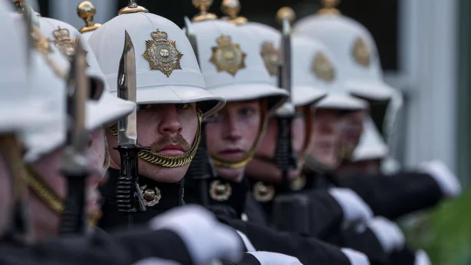 Royal Marines on parade during the ceremony