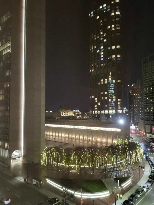 Night view of Christian Science Plaza, Boston, MA