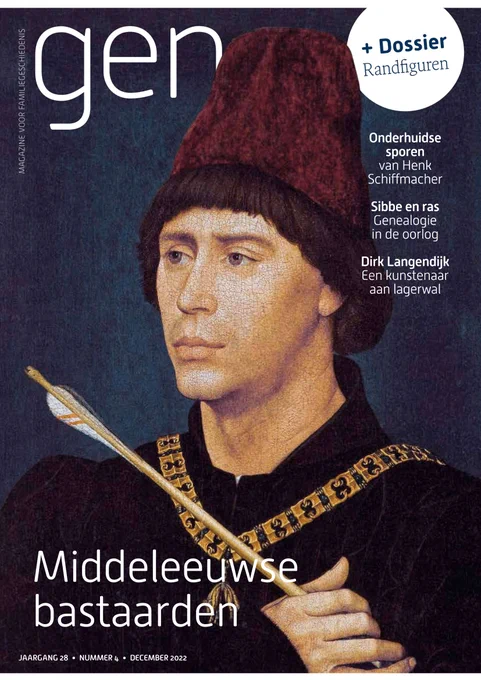 Cover met Middeleeuwse bastaard van het tijdschrift GenMagazine over familiegeschiedenis