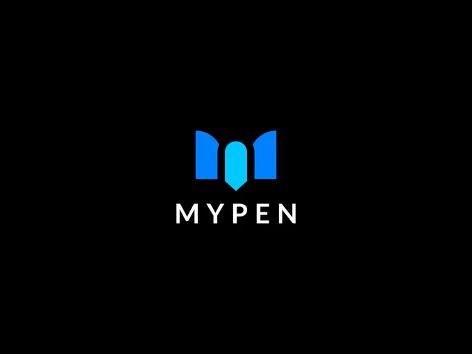 M Letter Pen Logo Design