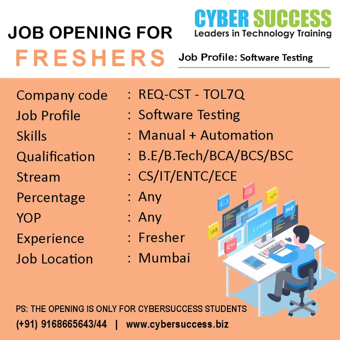 job opening for freshers by cyber success