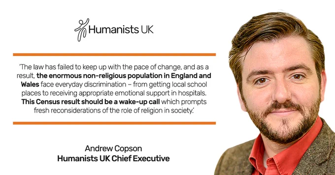 'The law has failed to keep up with the pace of change, and as a result, the enormous non-religious population in England and Wales face everyday discrimination - from getting local school places to receiving appropriate emotional support in hospitals. This Census results should be a wake-up call which prompts fresh reconsiderations of the role of religion in society.'