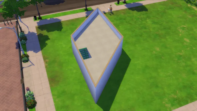 A plumbob shaped shell of a house